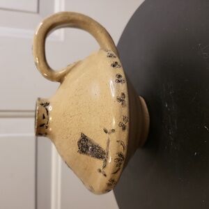 Studio Art Pottery Jug Stoneware Blue Tan Earthtone Owls Vase